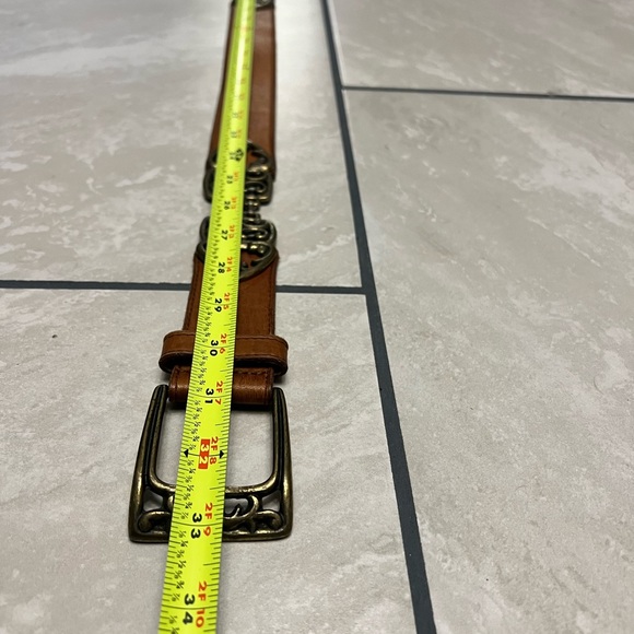 metal accent brown leather womens belt made in colombia size small One Of A Kind - Picture 14 of 15